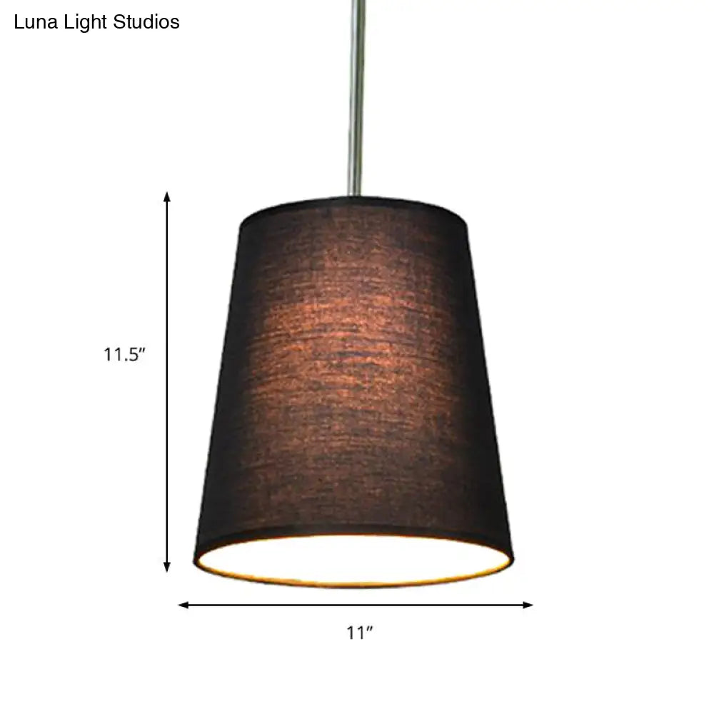 Modern Fabric Cylinder Pendant Light - Black/White/Flaxen 8/11 Wide