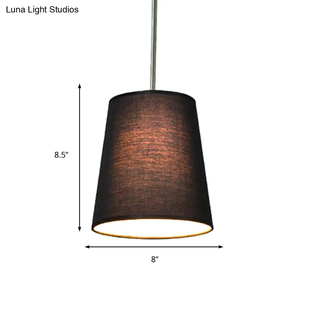 Modern Fabric Cylinder Pendant Light - Black/White/Flaxen 8/11 Wide