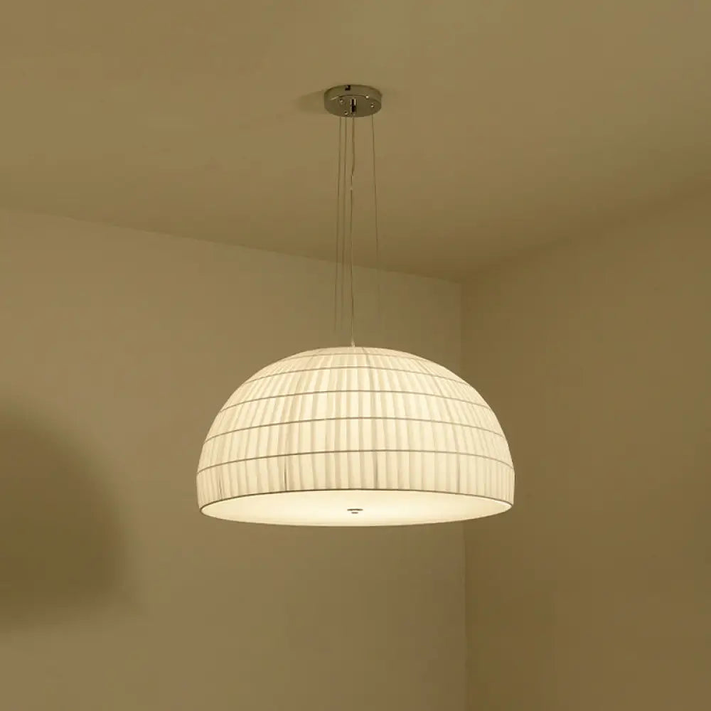 Modern Fabric Dome Ceiling Light - White Chandelier With 4 Lights