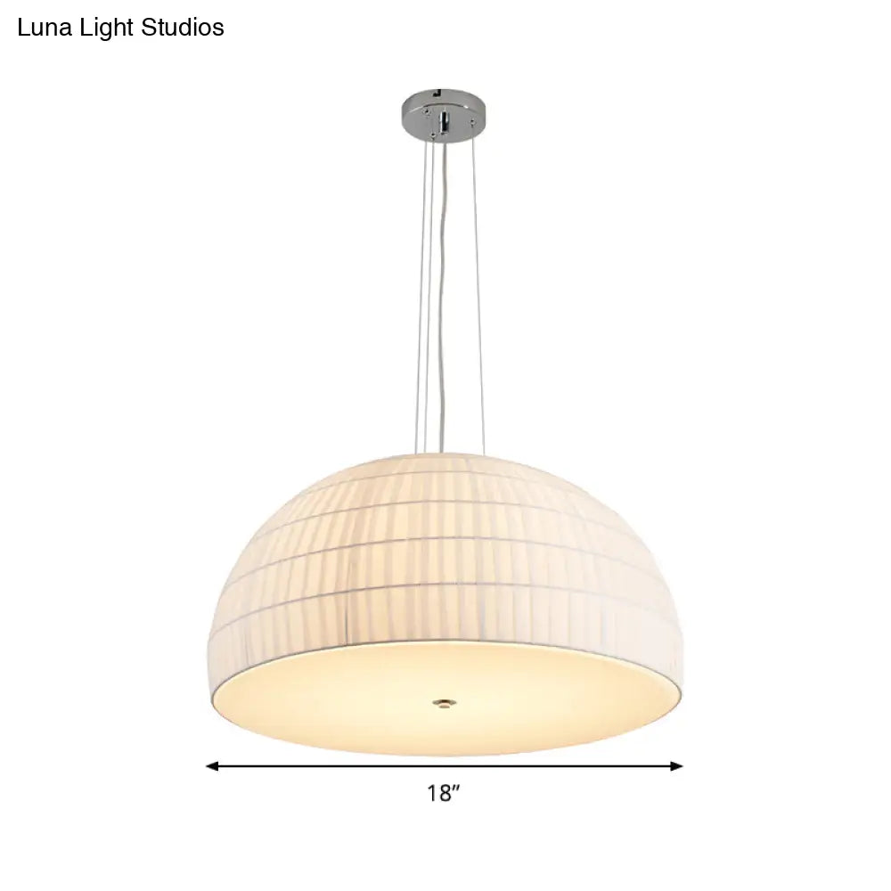 Modern Fabric Dome Ceiling Light - White Chandelier With 4 Lights