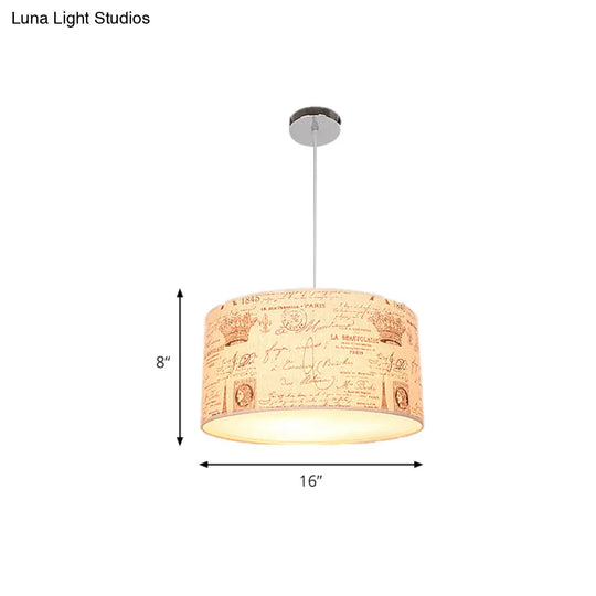 Modern Fabric Drum Hanging Light For Kids Bedroom - Child-Friendly Suspension