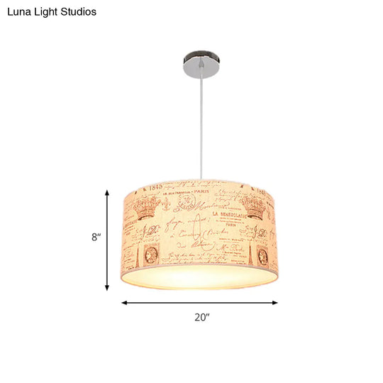 Modern Fabric Drum Hanging Light For Kids Bedroom - Child-Friendly Suspension