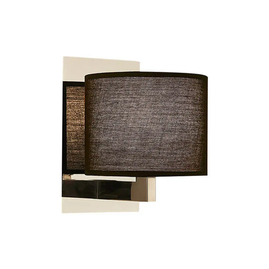 Modern Fabric Led Drum Wall Sconce For Bedside - White/Black Black