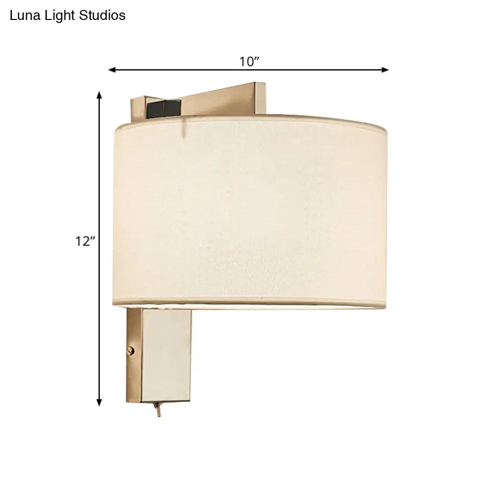 Modern Fabric Led Drum Wall Sconce For Bedside - White/Black