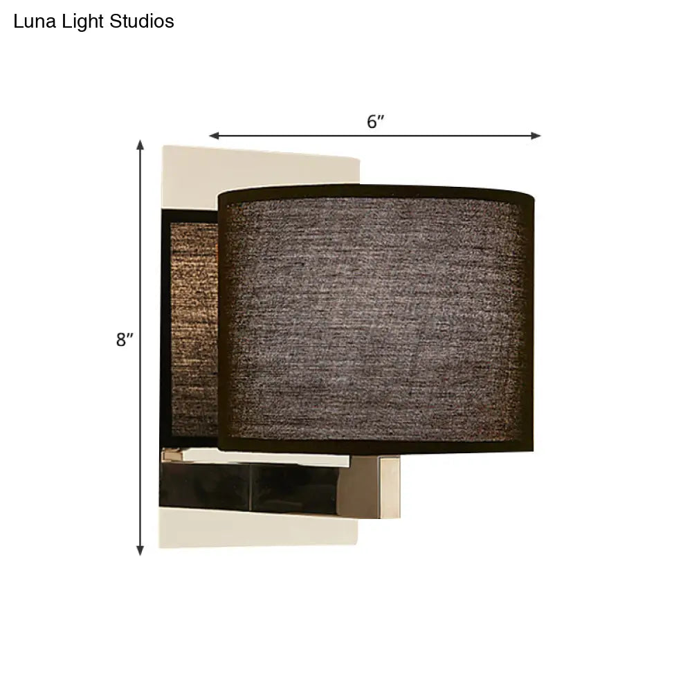 Modern Fabric Led Drum Wall Sconce For Bedside - White/Black