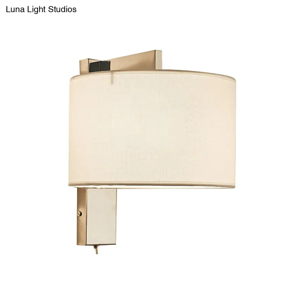 Modern Fabric Led Drum Wall Sconce For Bedside - White/Black