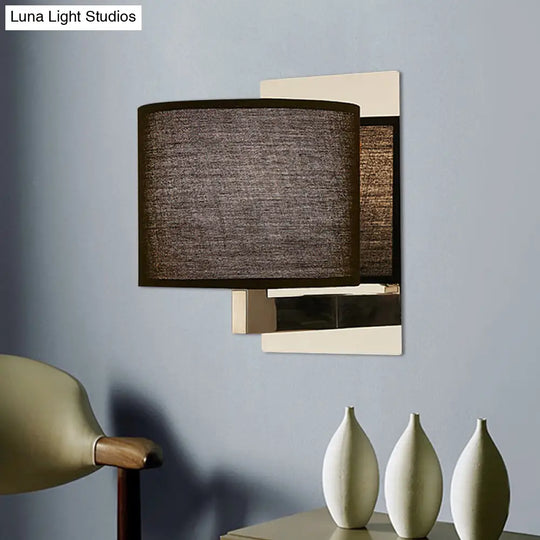 Modern Fabric Led Drum Wall Sconce For Bedside - White/Black