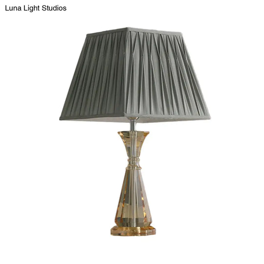 Modern Fabric Table Light: Urn-Shaped Crystal Small Desk Lamp - Grey