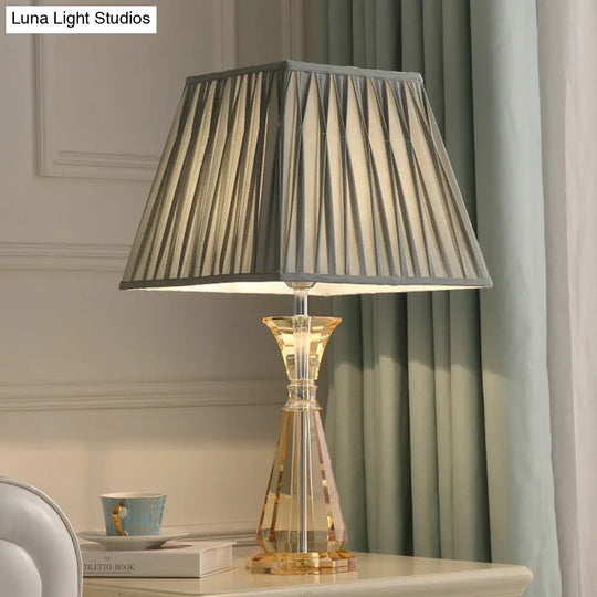 Modern Fabric Table Light: Urn-Shaped Crystal Small Desk Lamp - Grey