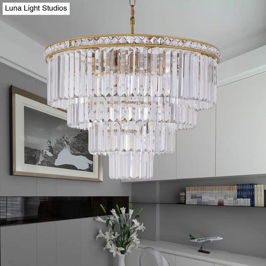 Modern Faceted Optical Crystal Chandelier Light With 6 Brass Lights - 19.5/23.5 Wide