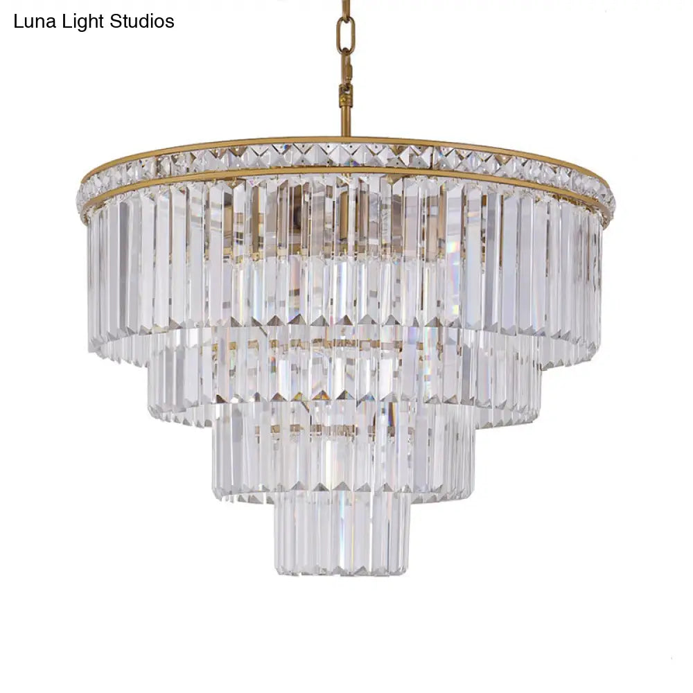 Modern Faceted Optical Crystal Chandelier Light With 6 Brass Lights - 19.5/23.5 Wide