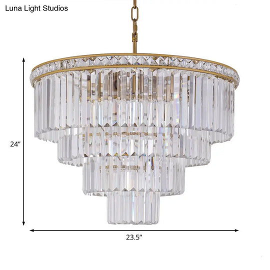 Modern Faceted Optical Crystal Chandelier Light With 6 Brass Lights - 19.5/23.5 Wide