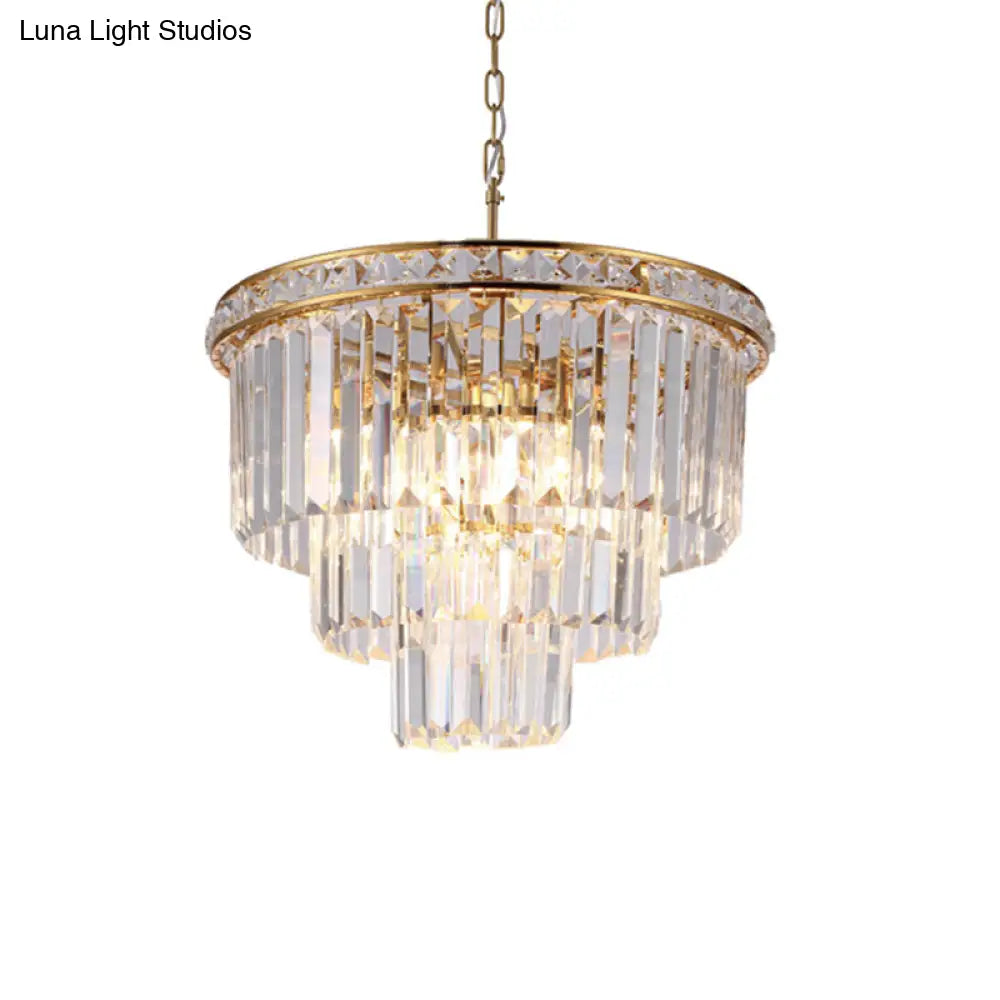 Modern Faceted Optical Crystal Chandelier Light With 6 Brass Lights - 19.5/23.5 Wide