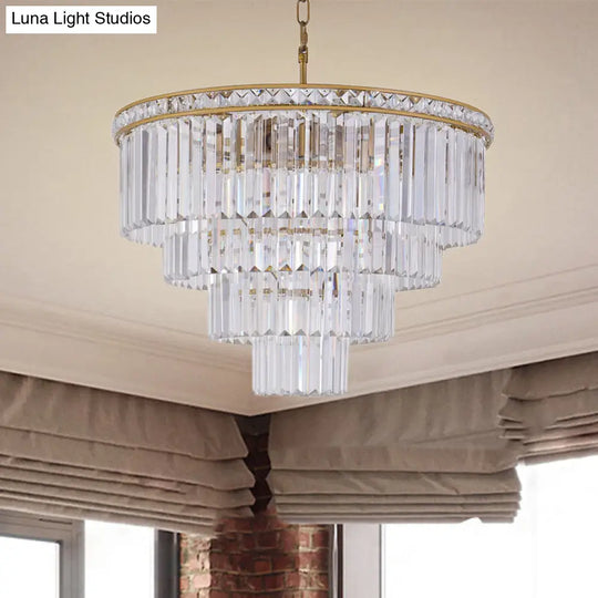 Modern Faceted Optical Crystal Chandelier Light With 6 Brass Lights - 19.5/23.5 Wide