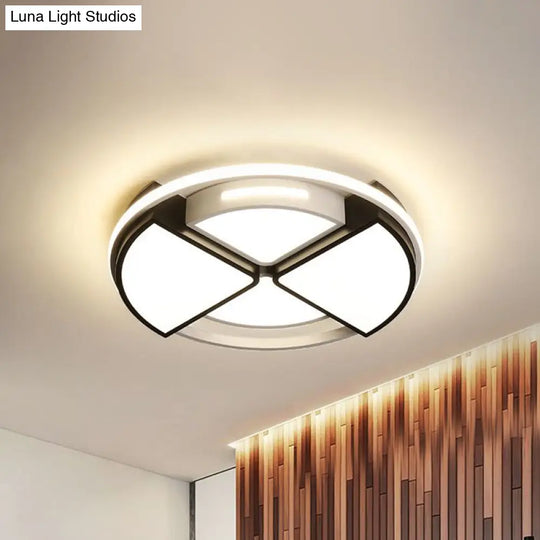 Modern Fan - Shaped Led Flush Mount Ceiling Light With Metal And Acrylic Shade - 16/19.5