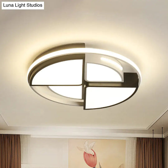 Modern Fan-Shaped Led Flush Mount Ceiling Light With Metal And Acrylic Shade - 16/19.5 Black-White /