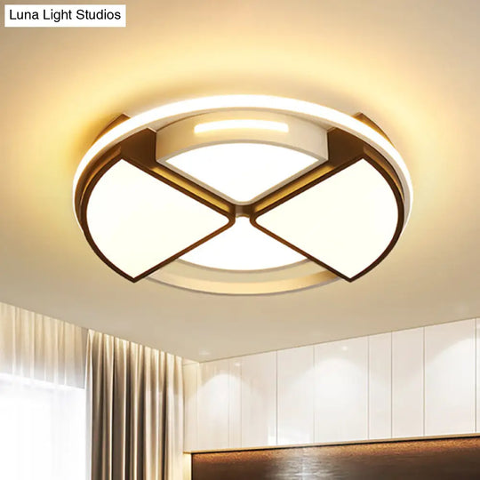 Modern Fan-Shaped Led Flush Mount Ceiling Light With Metal And Acrylic Shade - 16/19.5