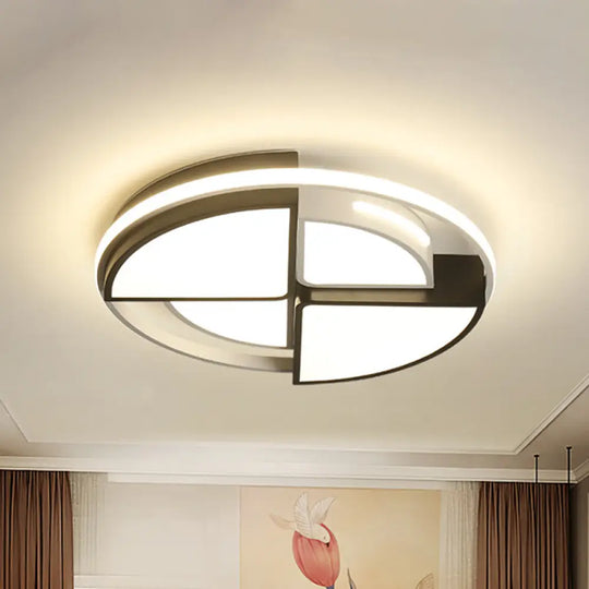 Modern Fan - Shaped Led Flush Mount Ceiling Light With Metal And Acrylic Shade - 16/19.5 Black -