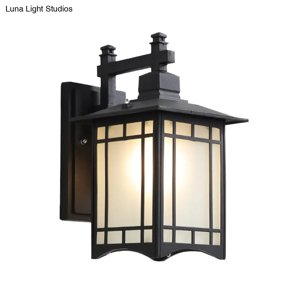 Modern Farmhouse Black/Brass Wall Sconce With Frosted Glass Shade