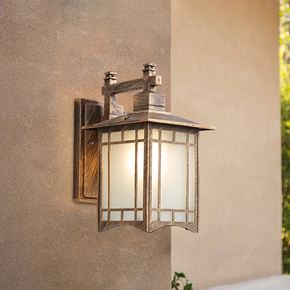 Modern Farmhouse Black/Brass Wall Sconce With Frosted Glass Shade Brass