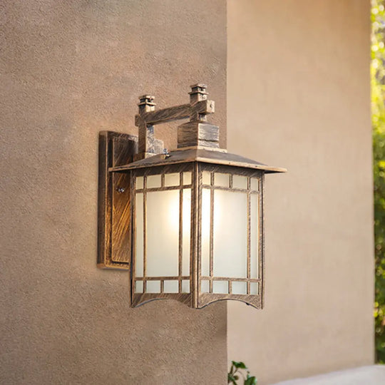 Modern Farmhouse Black/Brass Wall Sconce With Frosted Glass Shade Brass