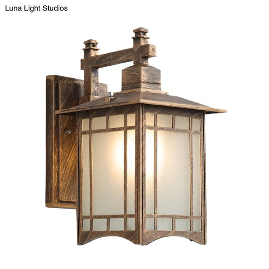 Modern Farmhouse Black/Brass Wall Sconce With Frosted Glass Shade