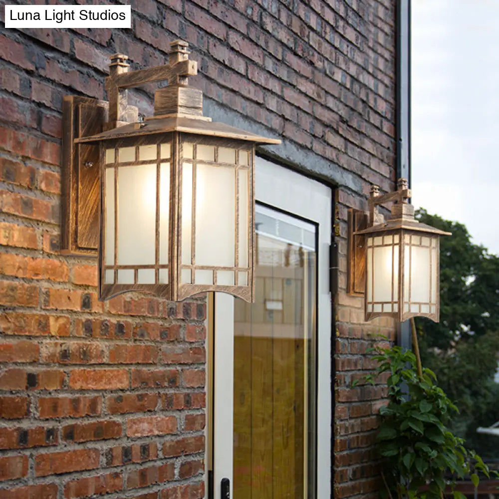 Modern Farmhouse Black/Brass Wall Sconce With Frosted Glass Shade