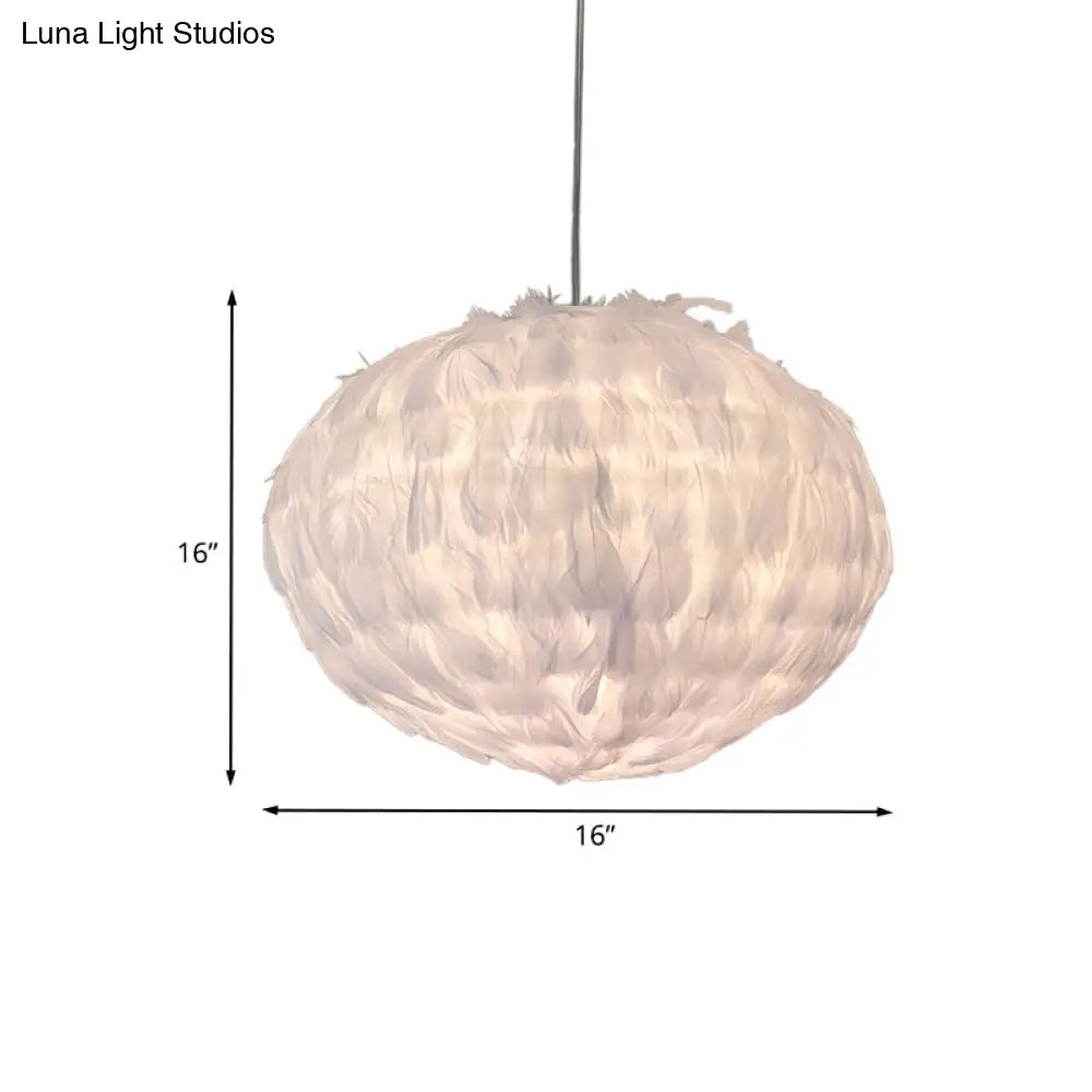 Modern Feather Ball Hanging Pendant Light With 1 Bulb For Bedroom Ceiling Suspension In Elegant