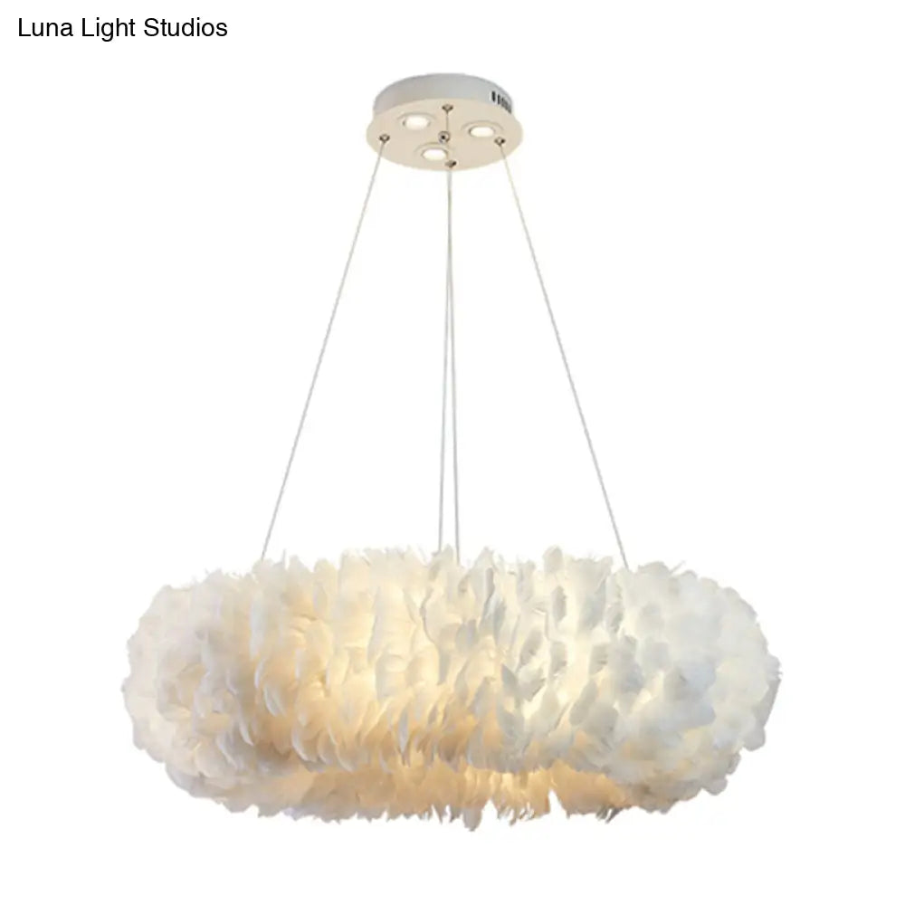 Modern Feather Bedroom Pendant Light Fixture - Elegant White Chandelier