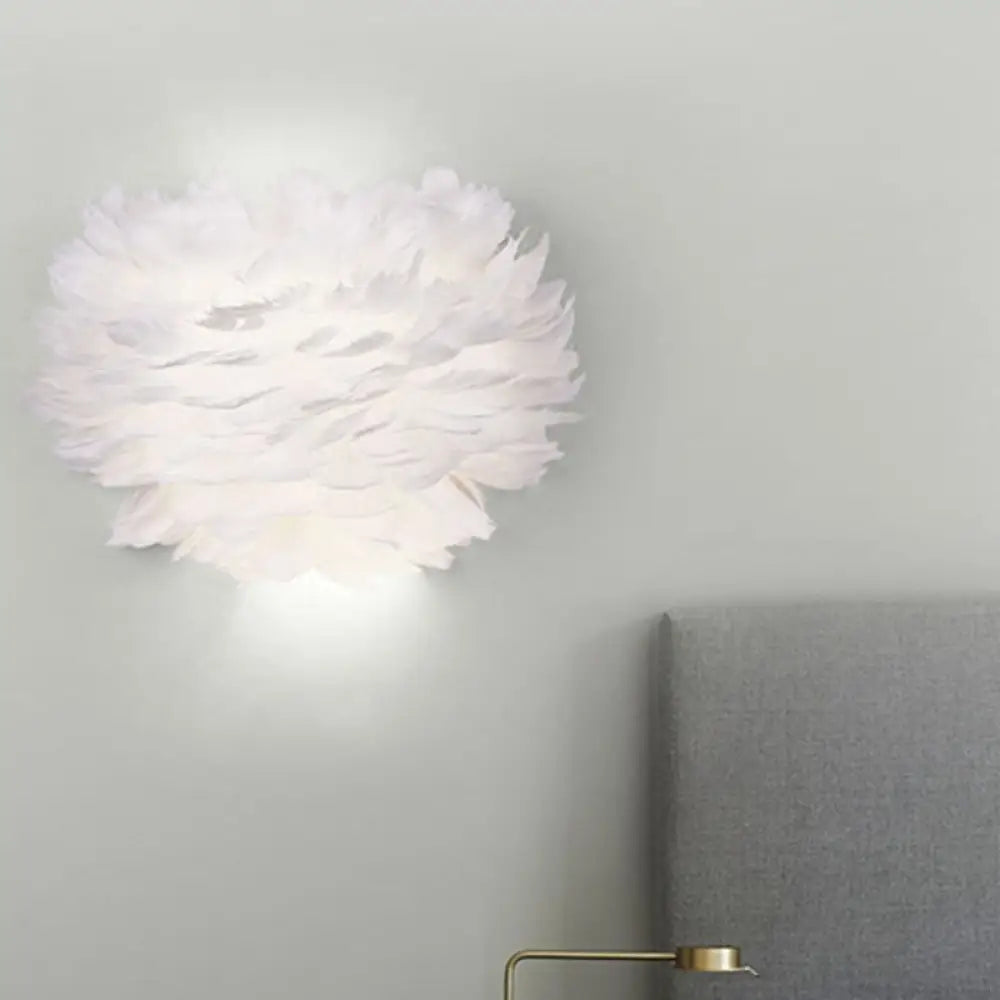 Modern Feather Wall Lamp: Stylish Ambient Lighting For Living Room & Bedroom Decor White