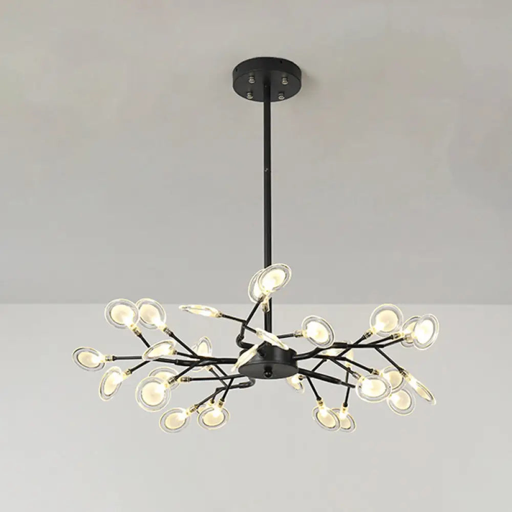 Modern Firefly Chandelier Pendant Light - Acrylic Led Lighting For Living Room 36 / Black