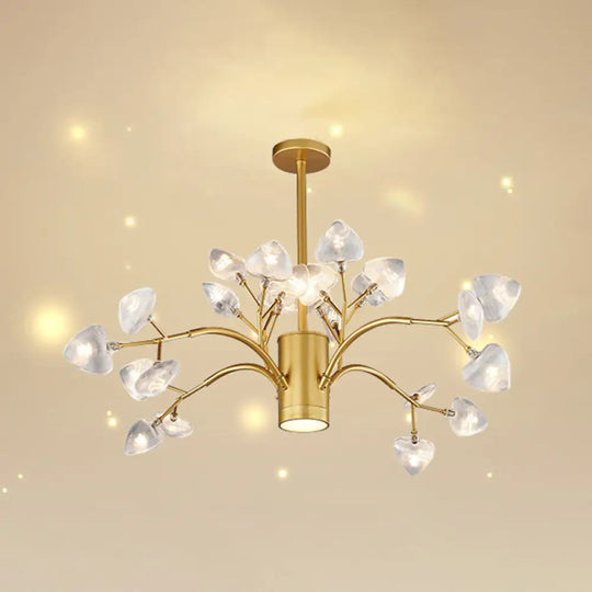 Modern Firefly Chandelier With Clear Acrylic Leaf Shades For Bedroom And Corridor Lighting 24 / Gold