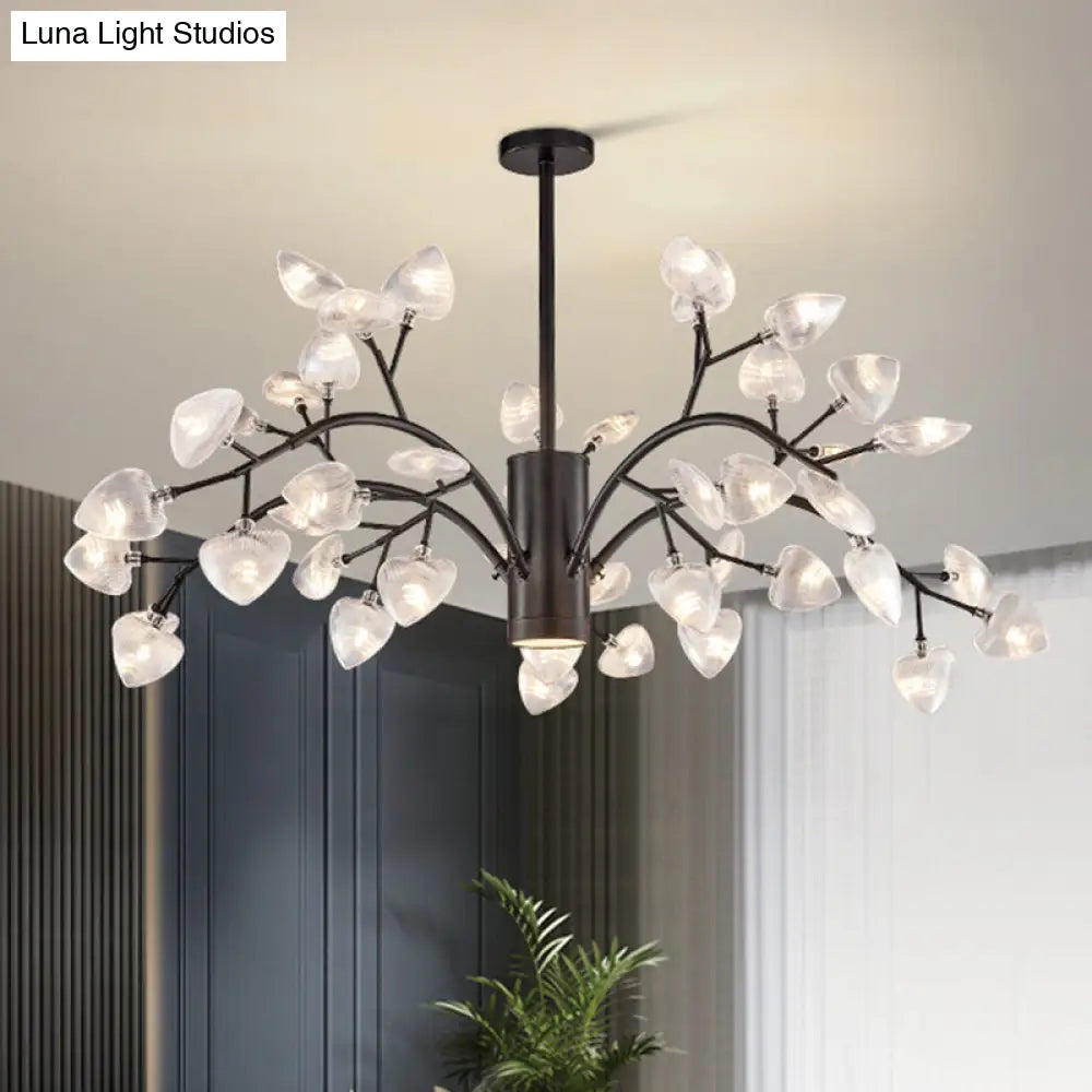 Modern Firefly Chandelier With Clear Acrylic Leaf Shades For Bedroom And Corridor Lighting