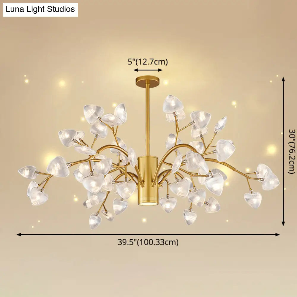 Modern Firefly Chandelier With Clear Acrylic Leaf Shades For Bedroom And Corridor Lighting