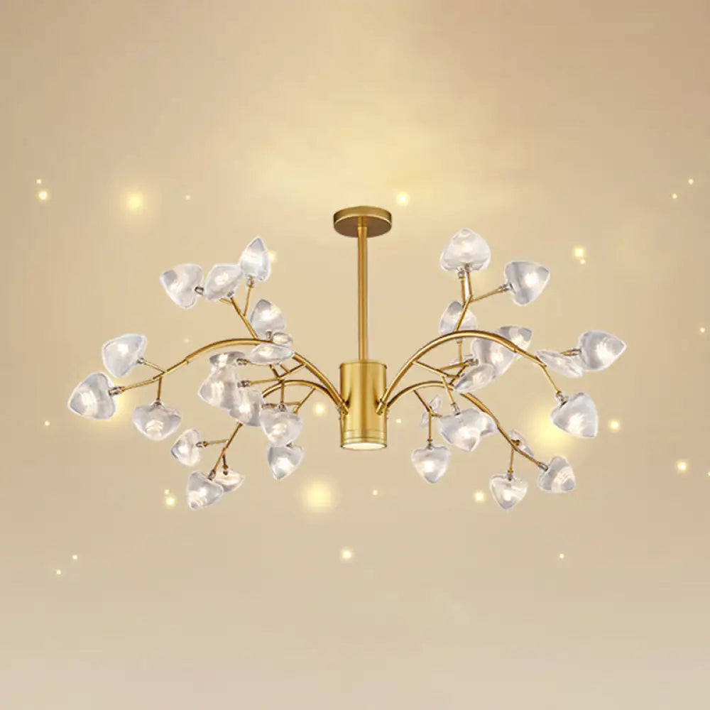 Modern Firefly Chandelier With Clear Acrylic Leaf Shades For Bedroom And Corridor Lighting 36 / Gold