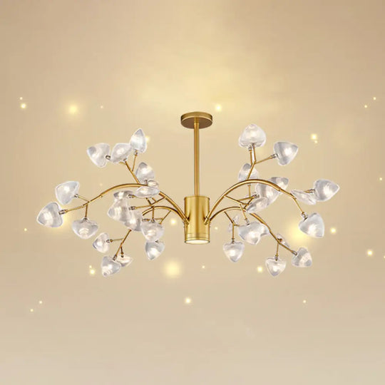 Modern Firefly Chandelier With Clear Acrylic Leaf Shades For Bedroom And Corridor Lighting 36 / Gold