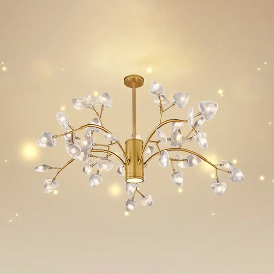 Modern Firefly Chandelier With Clear Acrylic Leaf Shades For Bedroom And Corridor Lighting 45 / Gold