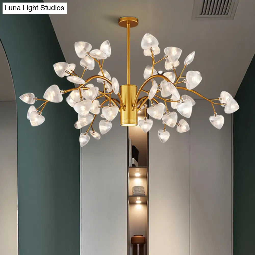 Modern Firefly Chandelier With Clear Acrylic Leaf Shades For Bedroom And Corridor Lighting