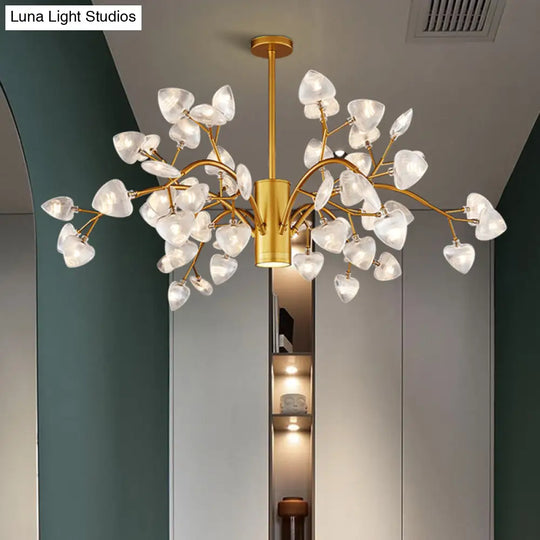 Modern Firefly Chandelier With Clear Acrylic Leaf Shades For Bedroom And Corridor Lighting