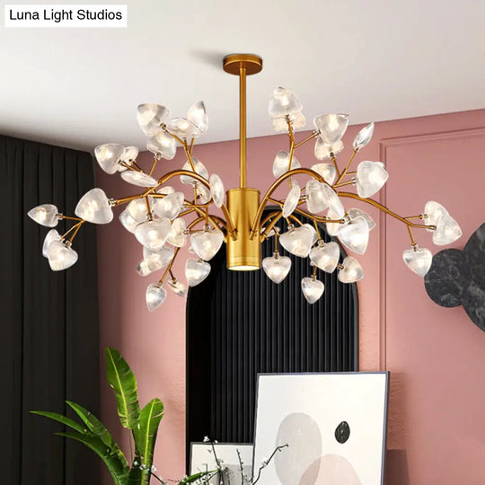 Modern Firefly Chandelier With Clear Acrylic Leaf Shades For Bedroom And Corridor Lighting