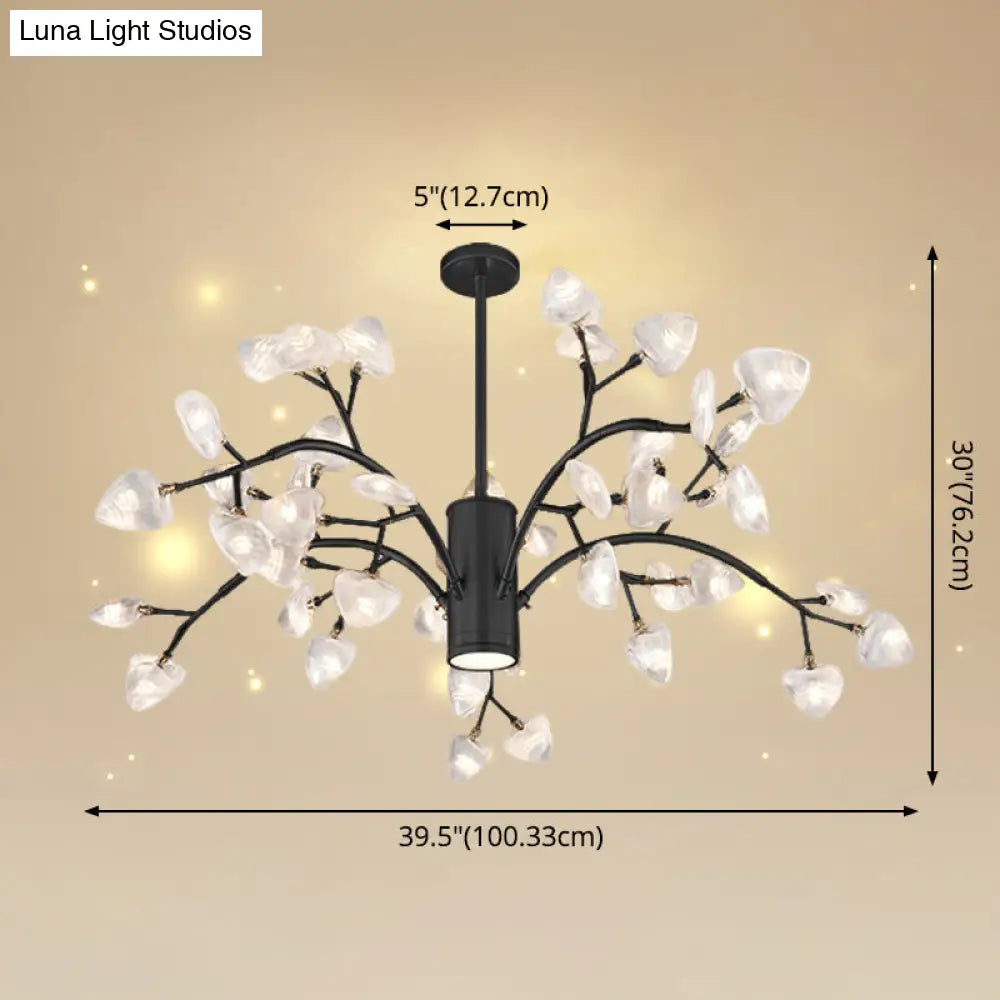 Modern Firefly Chandelier With Clear Acrylic Leaf Shades For Bedroom And Corridor Lighting