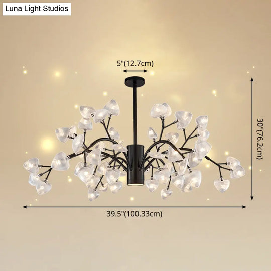 Modern Firefly Chandelier With Clear Acrylic Leaf Shades For Bedroom And Corridor Lighting