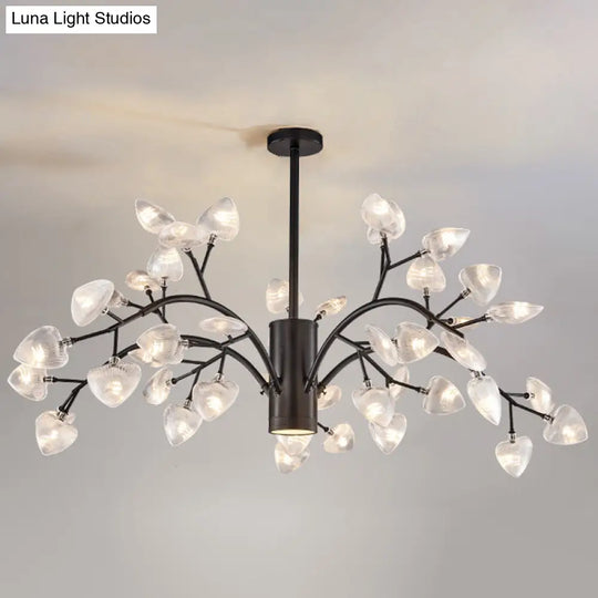 Modern Firefly Chandelier With Clear Acrylic Leaf Shades For Bedroom And Corridor Lighting