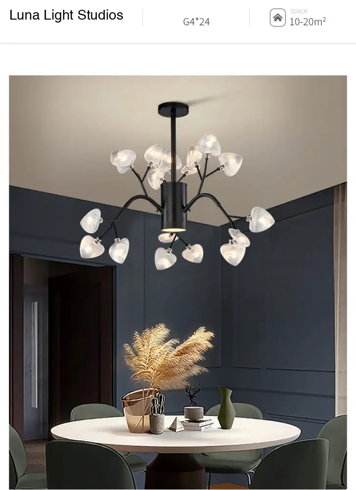 Modern Firefly Chandelier With Clear Acrylic Leaf Shades For Bedroom And Corridor Lighting