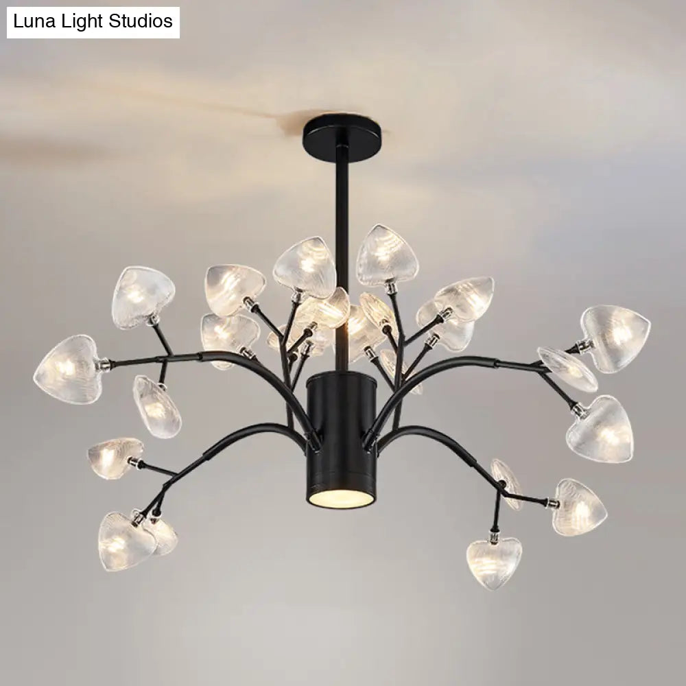 Modern Firefly Chandelier With Clear Acrylic Leaf Shades For Bedroom And Corridor Lighting