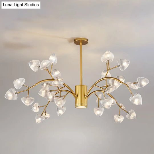 Modern Firefly Chandelier With Clear Acrylic Leaf Shades For Bedroom And Corridor Lighting