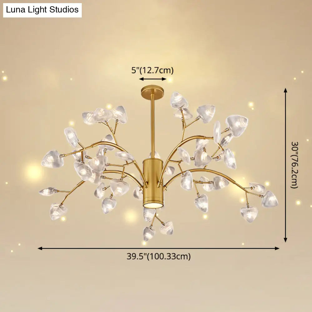 Modern Firefly Chandelier With Clear Acrylic Leaf Shades For Bedroom And Corridor Lighting