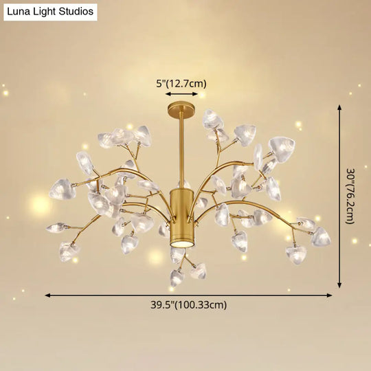 Modern Firefly Chandelier With Clear Acrylic Leaf Shades For Bedroom And Corridor Lighting