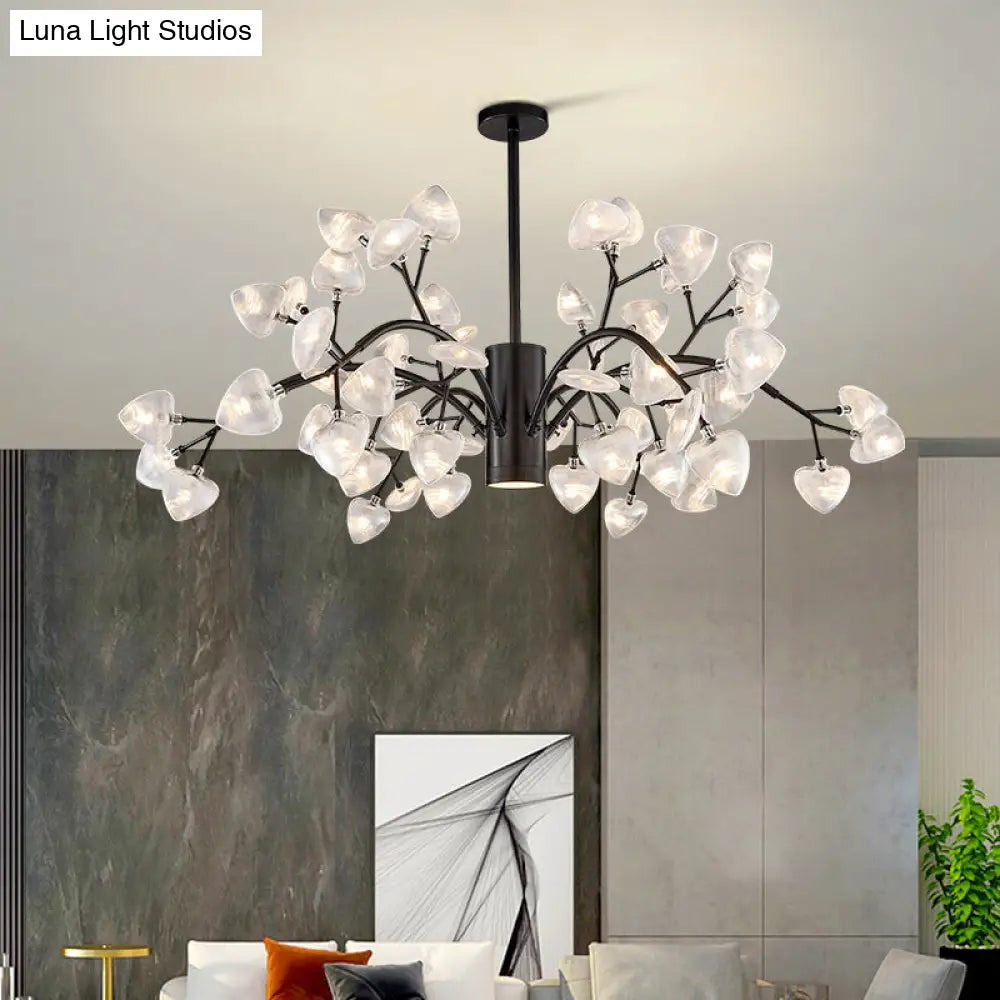 Sleek Firefly Chandelier Pendant Light: Ribbed Acrylic Led | Living Room Hanging Light 54 / Black