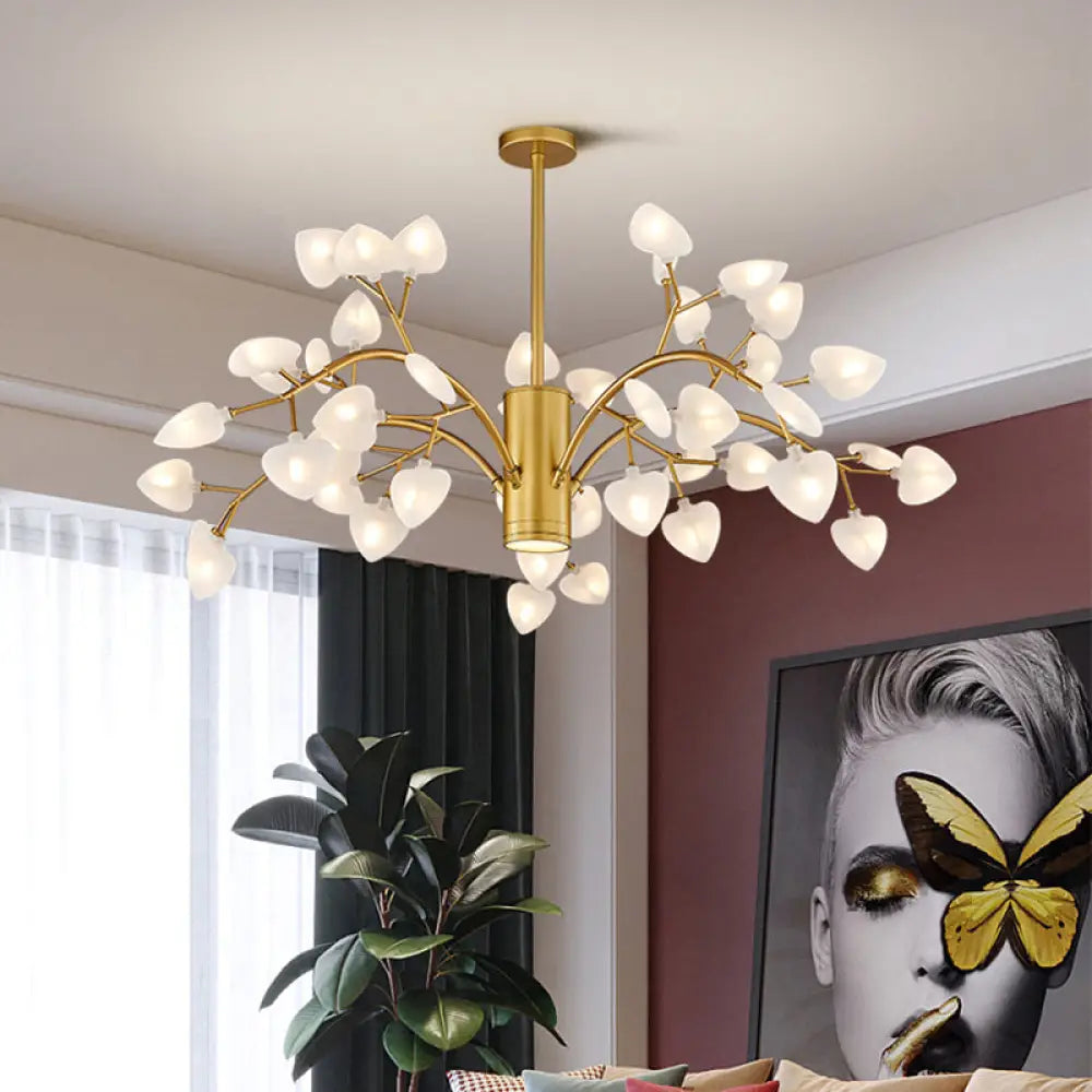 Modern Firefly Ribbed Acrylic Pendant Light – Led Hanging Chandelier For Living Room 45 / Gold